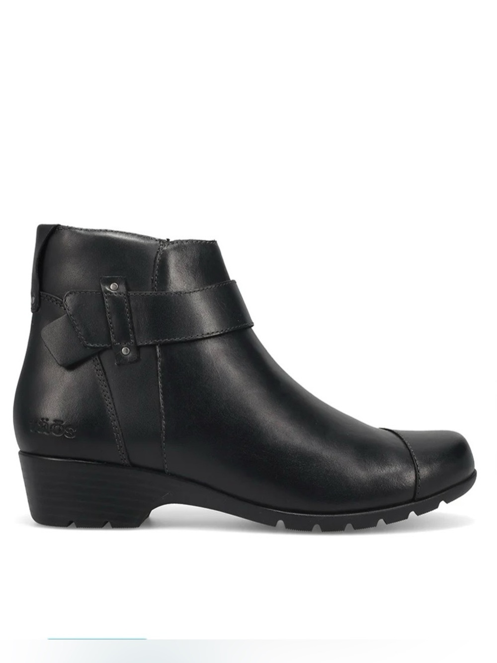 Taos Gazette Black Leather Boot Low Block Heel Round Toe Women's Sz 7.5